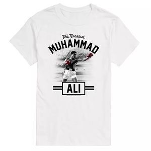 NWOT UNISEX LARGE MUHAMMAD ALI STANDING TALL GRAPHIC TEE WHITE CREW NECK